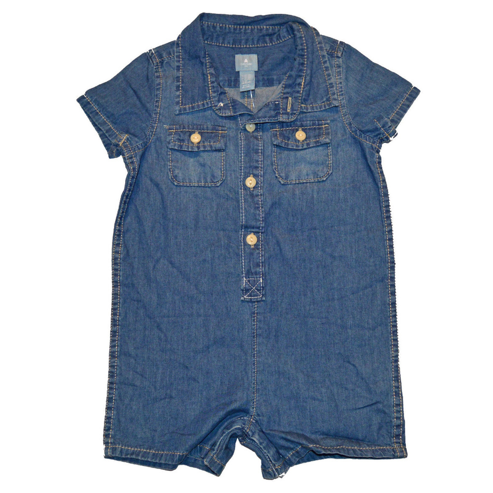 Baby Gap NWT Blue Chambray Denim Shortie Romper 18-24 Months